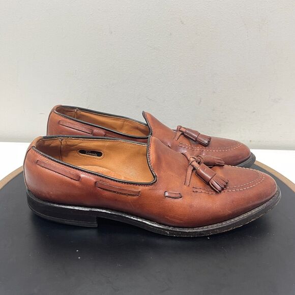 Allen Edmonds Dress Shoe Size 7.5 B Acheson 8018 Walnut Tassel‎ Loafer Office - Picture 1 of 14